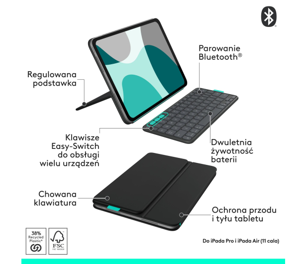 LOGITECH Flip Folio iPad Pro 11''(M4) iPad Air 11''(5. gen/M2/M3) - 1344629 - zdjęcie 12